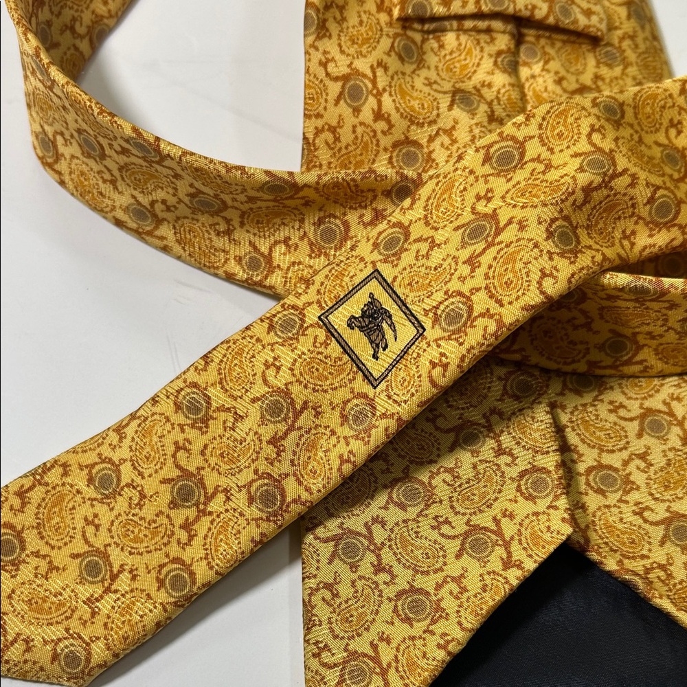 Burberry Yellow Patterned Tie - Picture 10 of 16